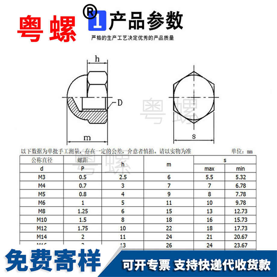 加工黑色楚雄蓋形螺母